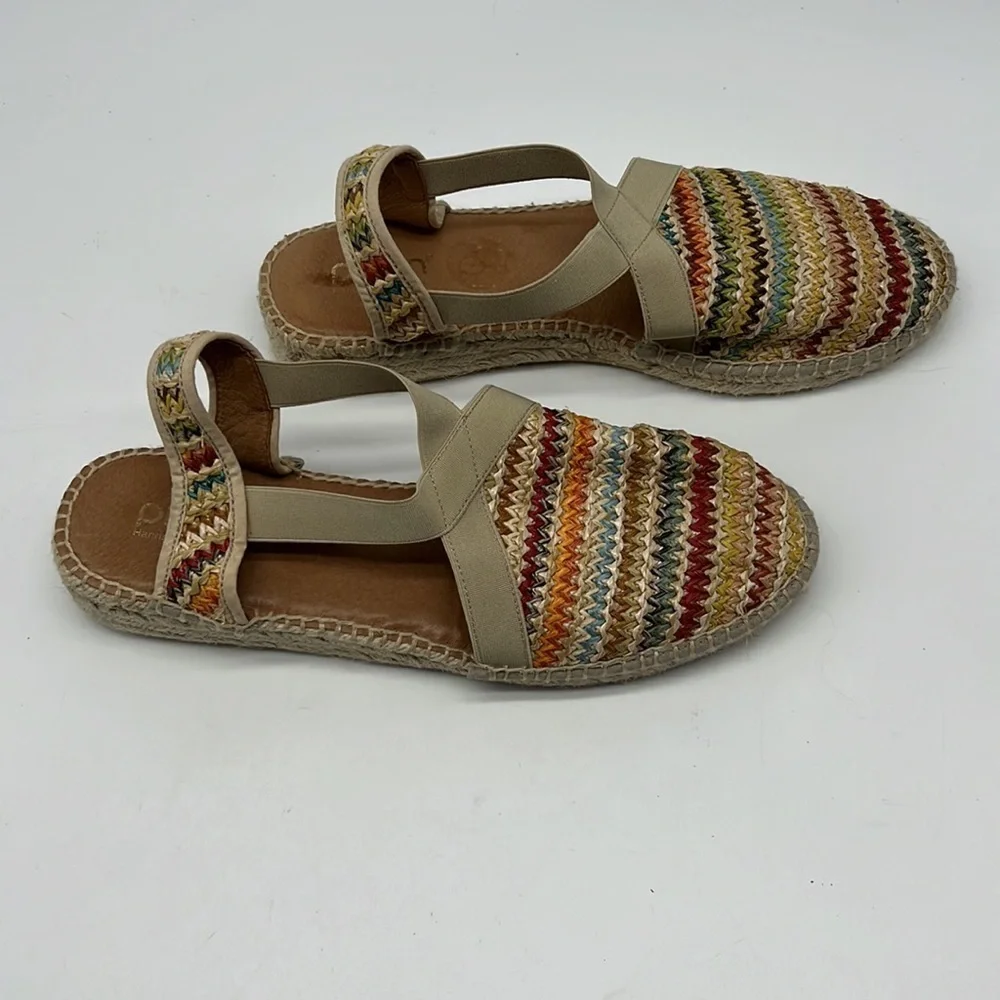 PICON  Colorful  Woven Espadrille Raffia Shoes Size 9.5